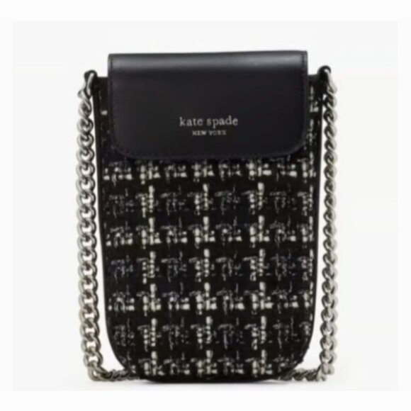 KATE SPADE PHONE/CROSSBODY TWEED/LEATHER MAGNETIC SNAP FLAP CLOSURE - Picture 2 of 6